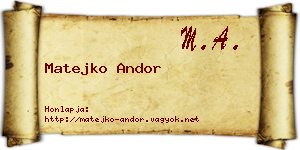 Matejko Andor névjegykártya